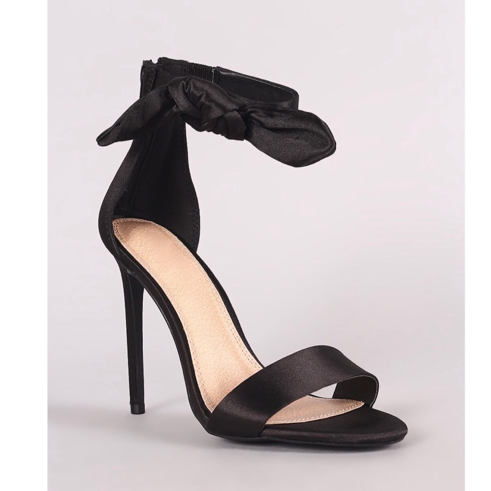 Black satin high heels